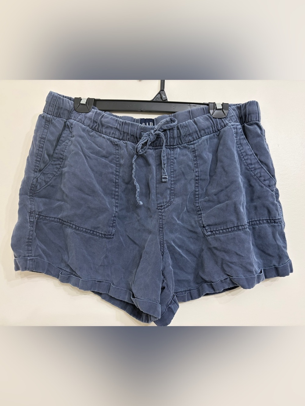 GAP Washed Drawstring High-Waist Shorts - Navy Blue